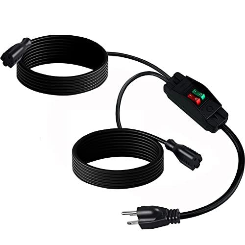 Makevivi 2 Way Extension Cord with On/Off Switch 3 Prong Outdoor