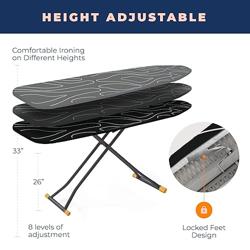 Ironing Board Compact Space Saver with Extra Thick 4 Layers Heat Resistant Cover, Foldable for Easy Storage, Height Adjustable - Color Black - Tamaño 43L x 13W