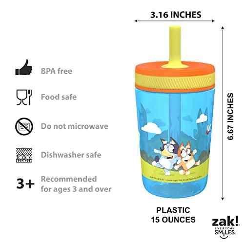  Zak Designs 15oz Bluey Kelso Tumbler Set, BPA-Free Leak-Proof  Screw-On Lid with Straw Made of Durable Plastic and Silicone, Perfect  Bundle for Kids, 2 Count (Pack of 1) : Baby