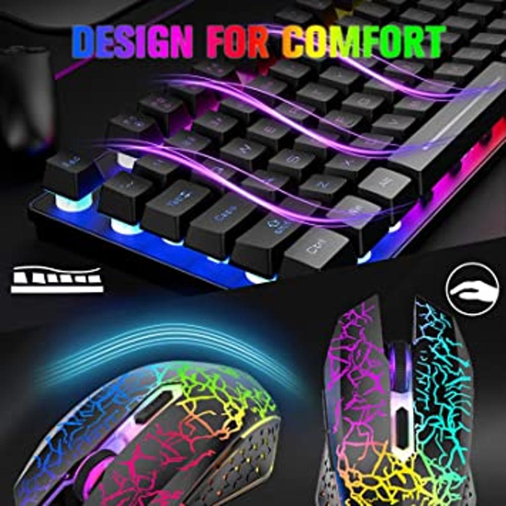 Teclado y mouse inalámbricos, juego de ratón y teclado recargables de arco  iris