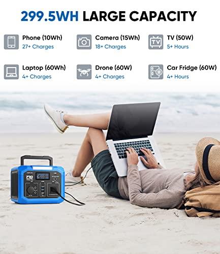 Portable Power Station 350W (500W Surge), Prostormer 299.5Wh/83200mAh  Backup Lithium Battery with 110V AC Outlet and Wireless Charger, Solar  Generator