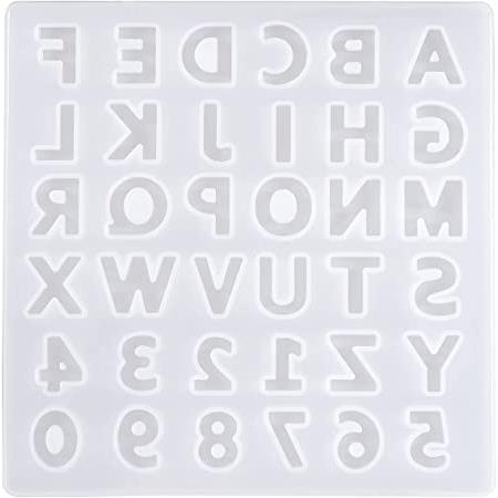 1 molde de resina de alfabeto de silicona, 26 letras, moldes de resina de  fundición de