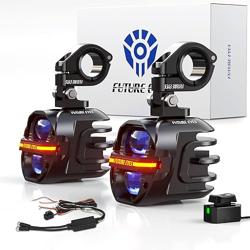 Future Eyes Motorcycle Fog Lights 120W LED Amber Auxiliary Driving Lights with DRL  Strobe, IP67 Waterproof Motorcycle Light for Night Riding, Off-Road, Dirt Bike, ATV, UTV, Golf Cart