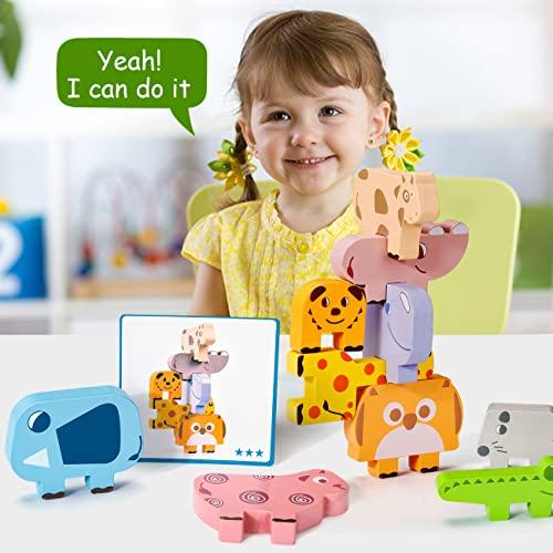 Juguetes Montessori para niños y niñas de 2, 3 y 4 años, juguetes  educativos de clasificación de formas de madera con verduras y bloques de  animales
