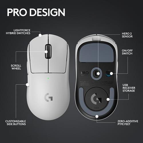  Logitech G PRO X SUPERLIGHT 2 LIGHTSPEED Wireless Gaming Mouse,  Lightweight, LIGHTFORCE Hybrid Switches, HERO 2 Sensor, 32,000 DPI, 5  Programmable Buttons, USB-C Charging, PC & Mac - Black : Everything Else