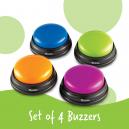 Learning Resources Lights and Sounds Buzzers - 4 Piezas, Edades 3+ años  Zumbadores de Colores, Juegos para Noche Familiar, Juegos de Trivia,  Botones