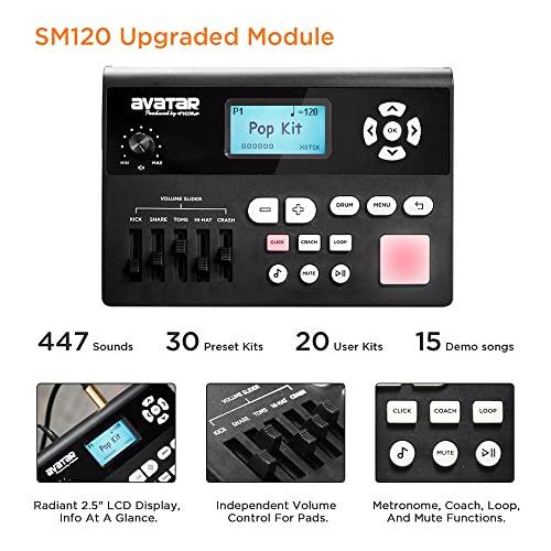 HXW SD615 Electric Drum Set With Mesh Heads 8 Piece Electronic Drum Kit