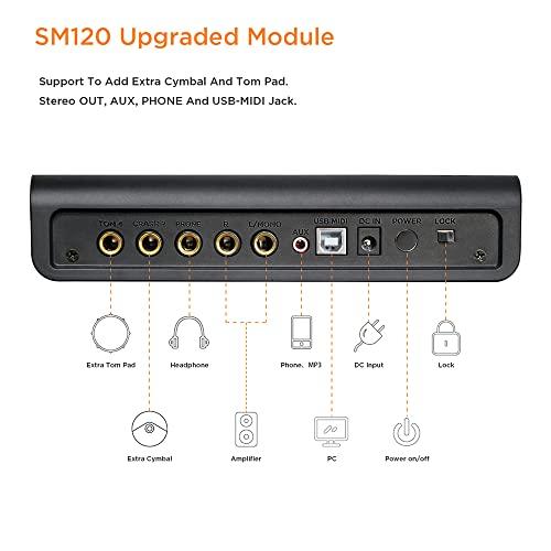 HXW SD615 Electric Drum Set With Mesh Heads 8 Piece Electronic Drum Kit