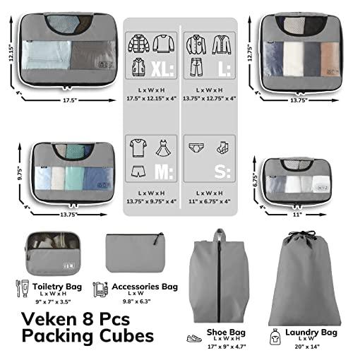 Veken 6 cubos de embalaje, organizador de equipaje de viaje con bolsa de  lavandería y bolsa de zapatos, Color verde azulado., Cubos de embalaje