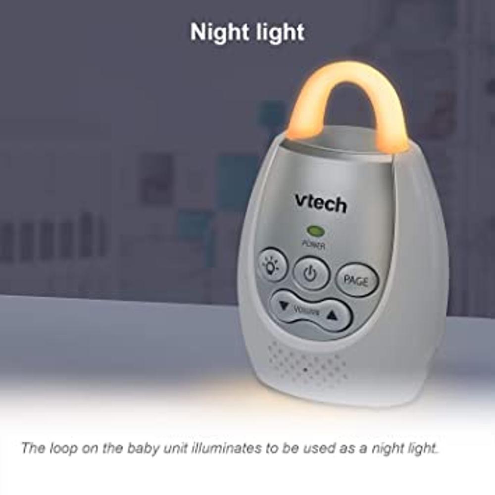 VTech DM221-2 Monitor de audio para bebés con un alcance de hasta 1,000  pies, alerta de sonido vibrante, intercomunicador Talk Back, bucle de luz  nocturna y dos unidades para padres, blanco 