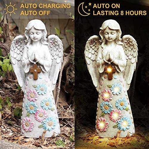 Voveexy Angel Garden Figurine Outdoor Statue, Solar Garden Sculpture ...