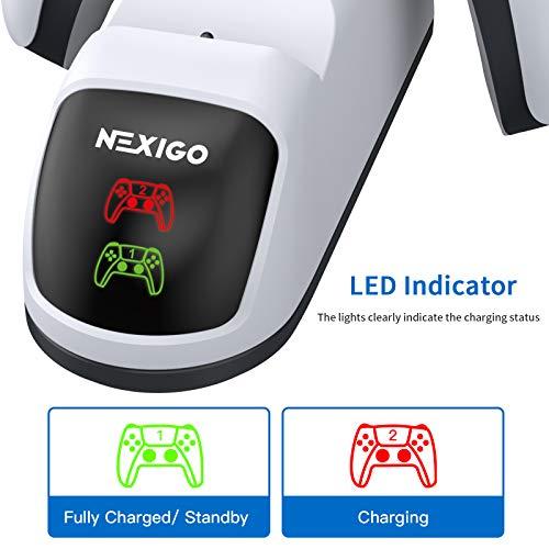 NexiGo Cargador de controlador PS5 mejorado, estación de carga dual con  indicador LED, base de carga