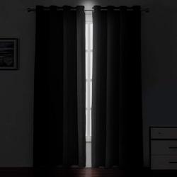 LEMOMO Blackout Curtains 52 x 84 inches Long Black Curtains Set of 2 Panels Thermal Insulated Room Darkening Curtains for Bedroom - Color Black - Tamaño 52W x 84L (Pack of 2)