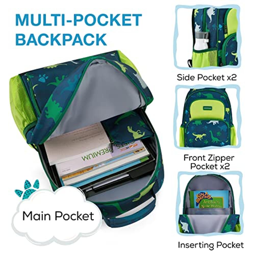 mommore Kids Backpack Set, Mochila de dinosaurio para niños Mochila de  libros elemental liviana para estudiantes Mochila escolar para niños con  correa para el pecho Resistente al agua, 3 piezas verde 