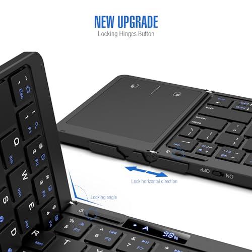 Eelexa Foldable Travel Keyboard Wireless Portable Folding Keyboard with Touchpad,Lock Hinge
