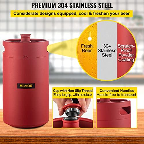 VEVOR Beer Growler Tap System, 170 Oz Mini Keg, 5L Presurized Beer