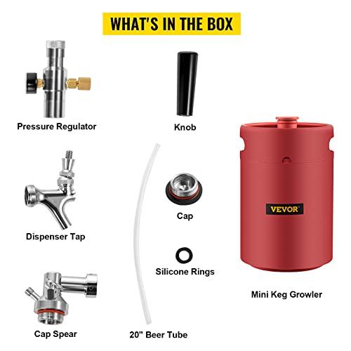 VEVOR Beer Growler Tap System, 170 Oz Mini Keg, 5L Presurized Beer