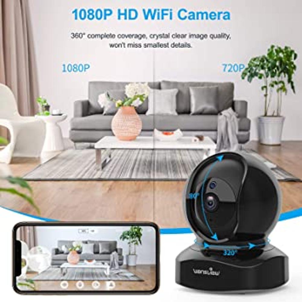 Swann Cámara de seguridad con monitor de bebé Wi-Fi, cámaras de vigilancia  para el hogar 2K Quad HD con visión nocturna, conversación de 2 vías