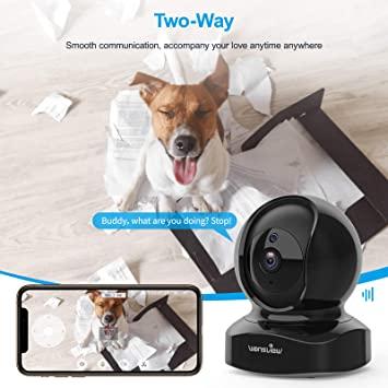 VENZ 2 cámaras de seguridad para interiores, 1080P HD Plug-in WiFi Cámara  para el hogar para bebé/perro/gato/mascota con aplicación de teléfono,  audio