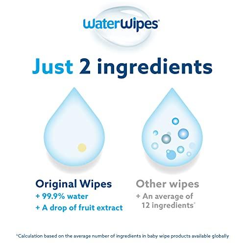 WaterWipes Toallitas húmedas originales para bebés, 99,9 % de agua, sin  perfume e hipoalergénicas para pieles sensibles de recién nacidos, 3  paquetes (180 unidades) –