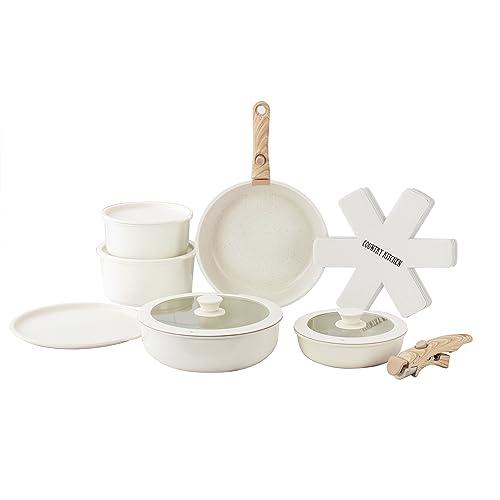 Country Kitchen country kitchen 13 piece pots and pans set - safe nonstick kitchen  cookware with removable handle, rv cookware set, oven safe