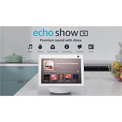 Echo Show 10 (3rd Gen) | HD smart display with premium sound, motion and  Alexa | Glacier White