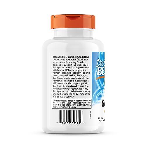 Doctors Best Betaine HCI Pepsin Gentian Bitters, Digestive Enzymes for