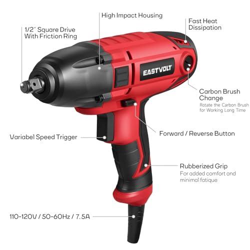 Eastvolt 800W Electric Impact Wrench, Heavy Duty 7.5 Amp Corded Max