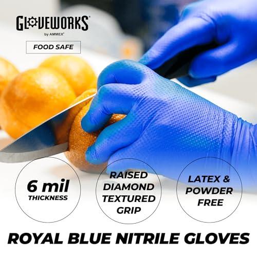 GLOVEWORKS HD Guantes Desechables Industriales De Nitrilo Azul Real, 6 ...