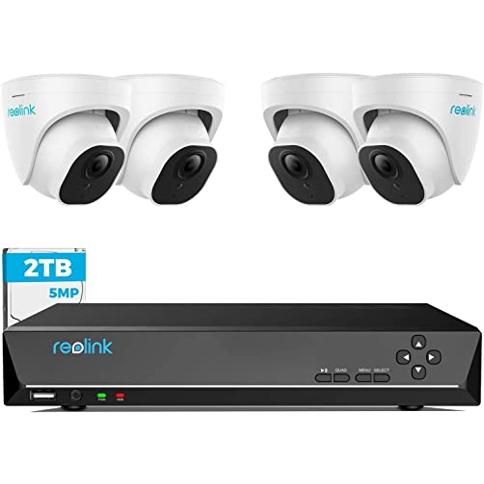 REOLINK Smart 5MP 8CH Sistema de cámara de seguridad para el hogar, 4  cámaras IP PoE