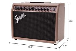 Fender Acoustasonic Guitar Amp for Acoustic Guitar, 40 Watts, with 2-Year Warranty 2x6.5 Inch Speakers, Chorus Effect, Dual Front-panel Inputs, 9.8Dx17.6Wx15.5H Inches, Brown/Wheat - Tamaño 40 Watt