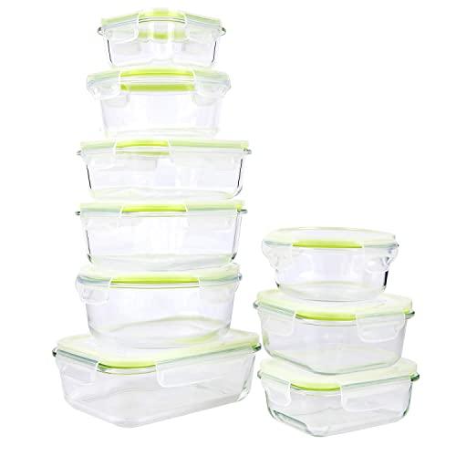 ETERNA GLASSWELL 18 Piece Glass Food Storage Containers with Locking