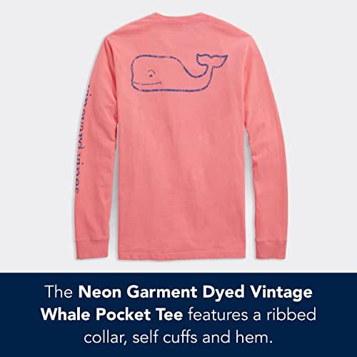 vineyard vines Men's Long-Sleeve Neon Garment Dyed Vintage Whale Pocket  Tee, Regatta Blue, XX-Large