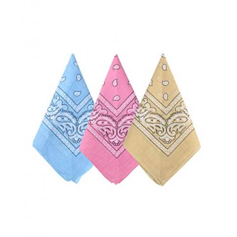 Bycc Bynn Paquete de 3 pañuelos con patrón de cachemira de algodón puro,  mascarilla cuadrada, pañuelo para la cabeza, color azul claro + rosa +  beige : Precio Guatemala