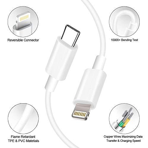 Certificado Apple MFi] Cargador rápido para iPhone, adaptador de corriente  USB-C dual de 35 W PD 3.0 cargador de pared plegable con cable USB-C de 6  pies a encendido para iPhone/iPad/AirPod, cable
