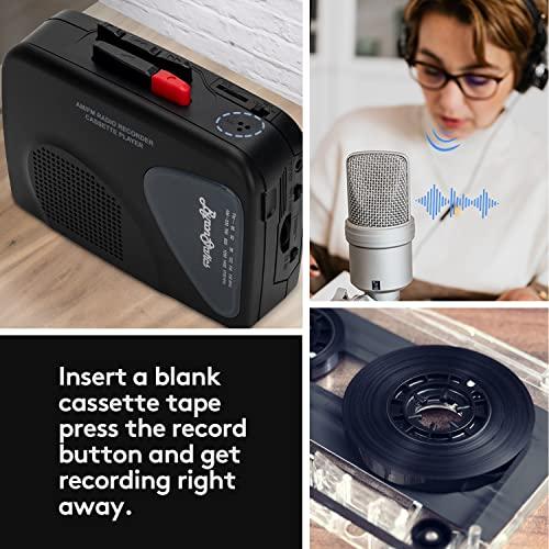 Walkman Cassette Player Recorder with AM FM, Portable Vintage Cassette Tape  Player with Earphone Jack,Built-in Microphone,Loud Speaker for