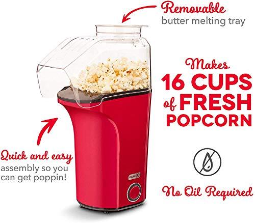 DASH Hot Air Popcorn Popper Maker with Measuring Cup to Portion Popping ...