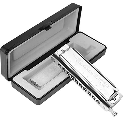 Harmonica Sets 7 Keys in Key of A B C D E F G 10 Hole 20 Tones with Case  Bag & Cleaning Cloth for Adult, Professional  Player,Beginner,Students,Children,Kids, Heavy Duty, Black