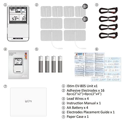 iSTIM EV805 TENS EMS Unidad de máquina combinada recargable de 4