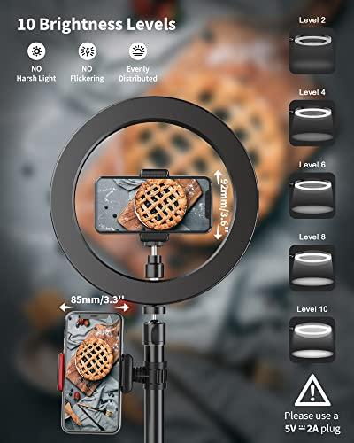 LUOLED Ring Light with Stand and Phone Holder, USB 10 Ring Light for