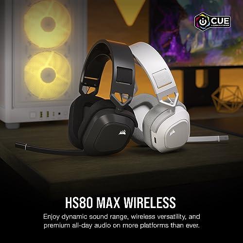 Corsair HS80 MAX Auriculares inalámbricos multiplataforma para juegos con  Bluetooth - Dolby Atmos - Micrófono de calidad de transmisión - Compatible
