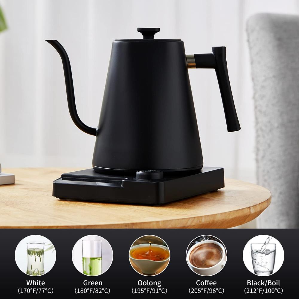 Basics Hervidor de agua caliente eléctrico rápido y portátil de  acero inoxidable para té y café, 1.7 litros, negro y plateado