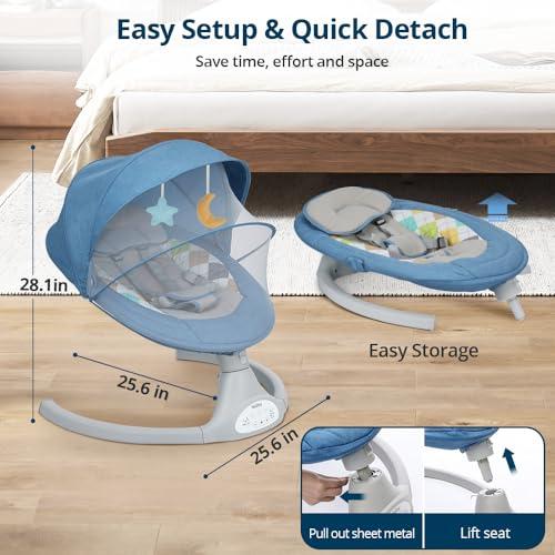 Bioby Baby Swing for Infants with 5 Sway Speeds, Electric Baby Bouncer