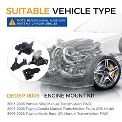 PAROD Engine Mount Fit for 2003-2008 Pontiac Vibe, 2003-2008 Toyota Corolla/Matrix Replace#A4218 A62063 A4221 A4230