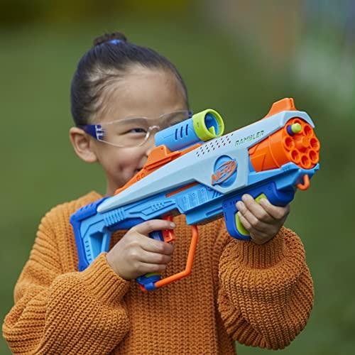 NERF Mega CycloneShock - Pistola de juguete, estilo de color Cybershock,  tambor de 6 dardos, 6 dardos AccuStrike, fácil cebado (exclusivo de )