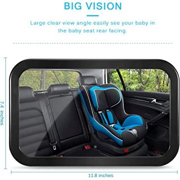 Espejo de coche para bebé con luz nocturna, espejo de asiento trasero de  seguridad para bebé recién nacido, visión amplia y transparente ajustable  en