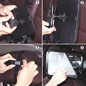  SBKDPT Espejo de coche para bebé, pantalla HD de 4.3 pulgadas,  espejo retrovisor de bebé, a prueba de golpes, visión nocturna ajustable de  360°, espejo de bebé para gemelos para asiento