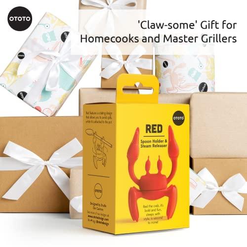 Pack of 3 - Red The Crab Silicone Utensil Rest + Mark Eat Highlighter  Pastry Brush + Kitty Cats Storage Jars