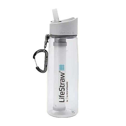 LifeStraw Go 1L Water Filter Bottle for Hiking, Travel, School and  Emergency Prep, Clear 