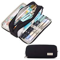 CICIMELON 3 Compartment Pencil Case Bag Big Storage Pencil Pouch Pen Case  for School Girls Boys, Beige